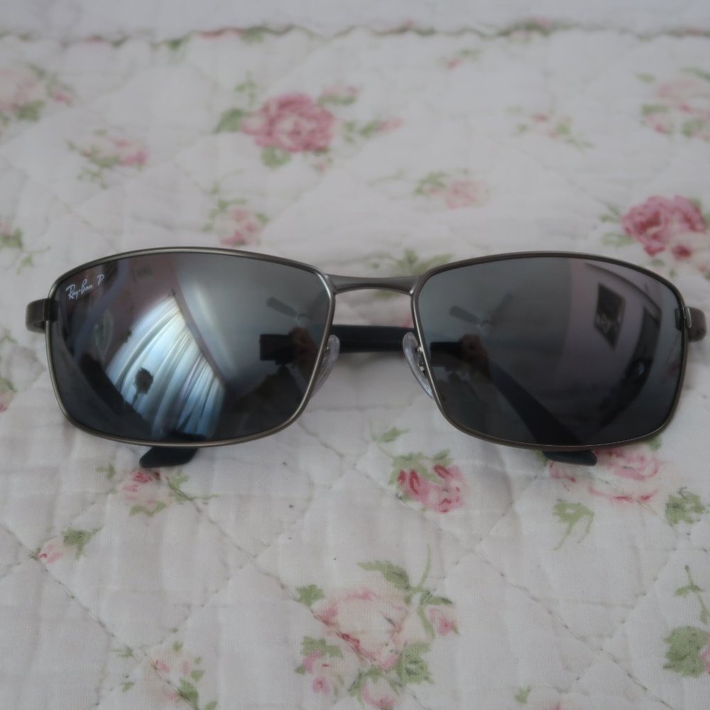 Authentic Ray-Ban Silver/Grey Rectangle Metal Sun… - image 3
